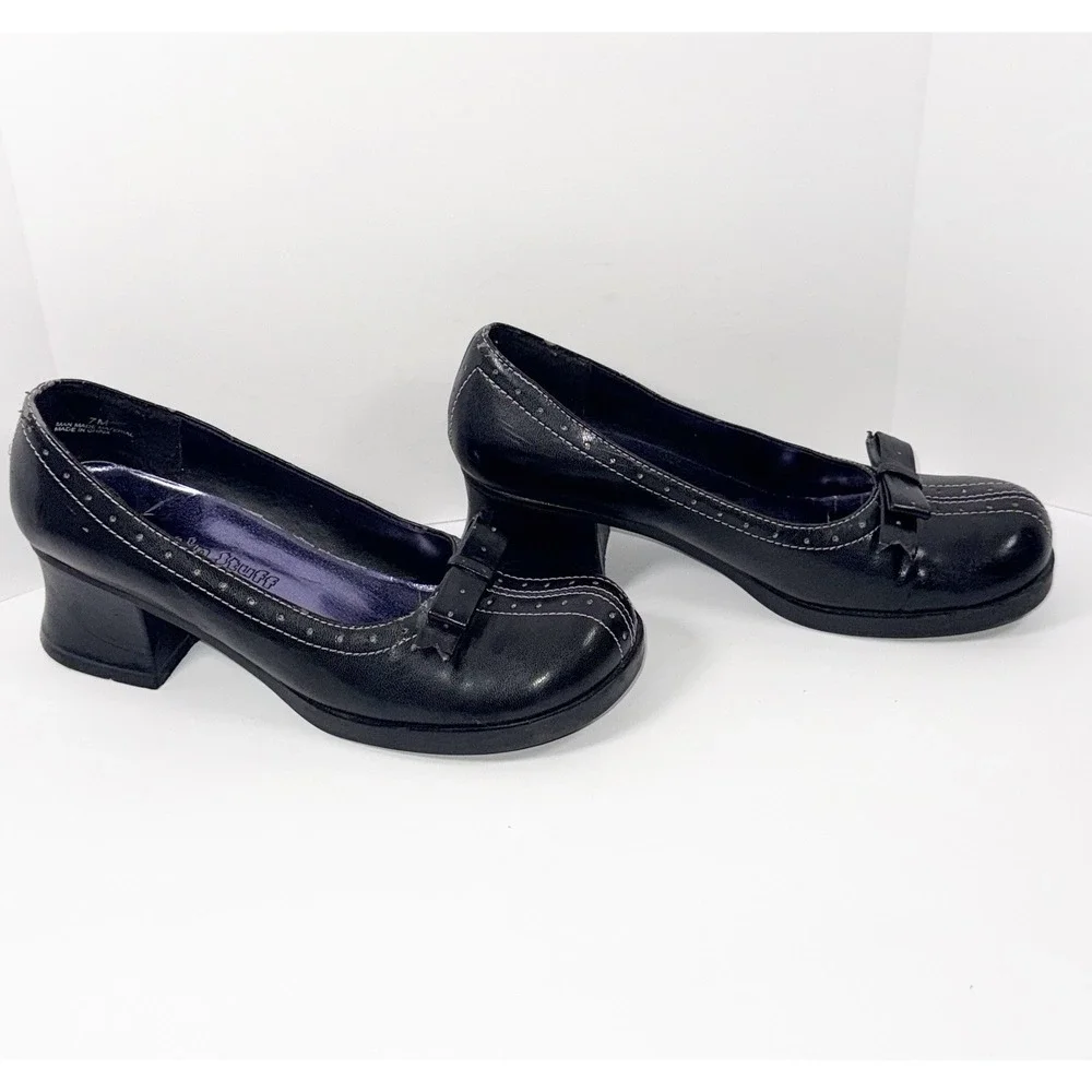 Vintage Y2K Chunky Platform Heel Pump Whimsigoth Bow Dark Academia Grunge Size 7 - Picture 6 of 16